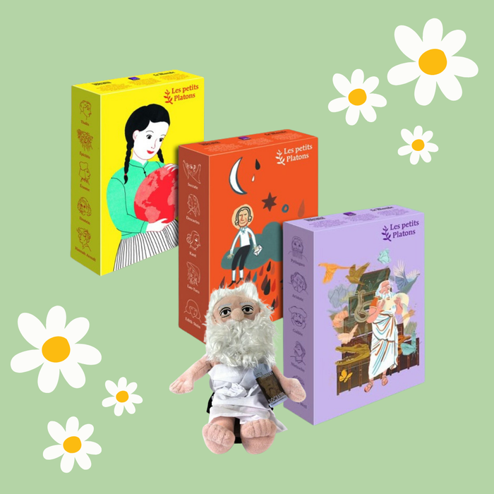Offre spéciale de printemps : 3 coffrets grand format Les petits Platons + la peluche Socrate OFFERTE