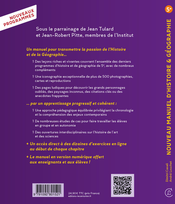 Nouveau manuel d'Histoire-Géographie 5e - Lot de 10 exemplaires