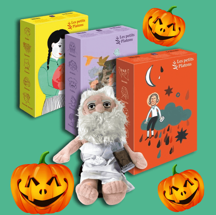 Offre spéciale Halloween : 3 coffrets grand format Les petits Platons + une peluche Socrate OFFERTE