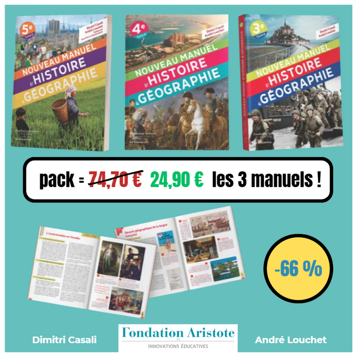 Pack 3 nouveaux manuels d'histoire-géographie (5e/4e/3e) pour le prix d'un !