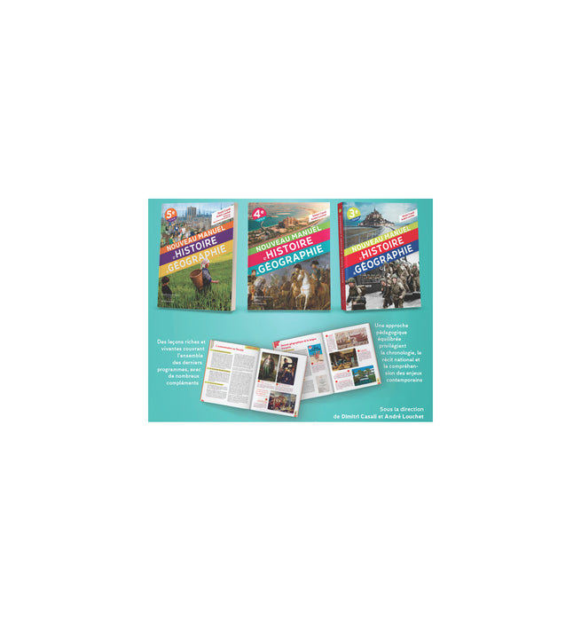 Pack 3 nouveaux manuels d'histoire-géographie (5e/4e/3e)