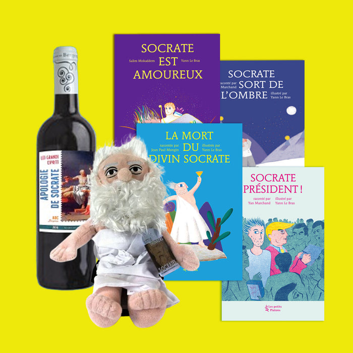 Pack Socrate - 4 petits Platons sur Socrate + 1 bouteille de vin Socrate + peluche Socrate OFFERTE